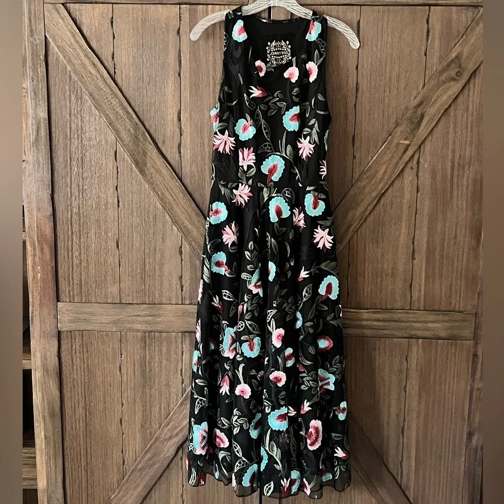 Johnny Was Floral Embroidered Tea Length Midi Dress Size 4 NWT - Picture 5 of 11